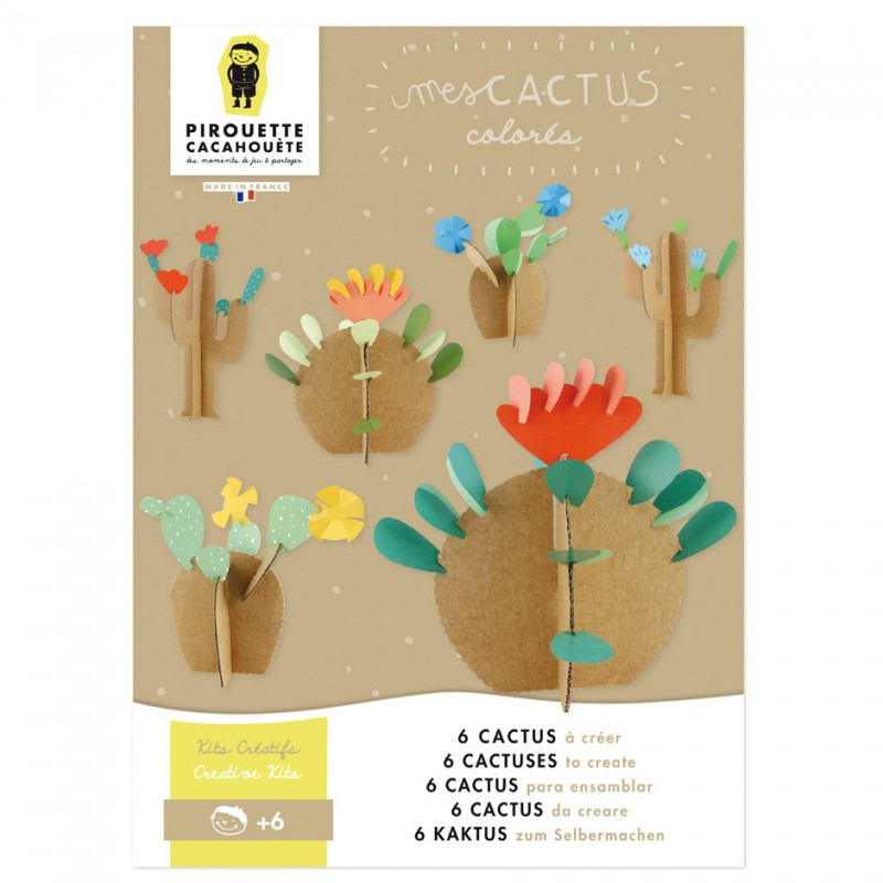 Un ensemble de 8 assiettes en carton dans le thème des cactus.