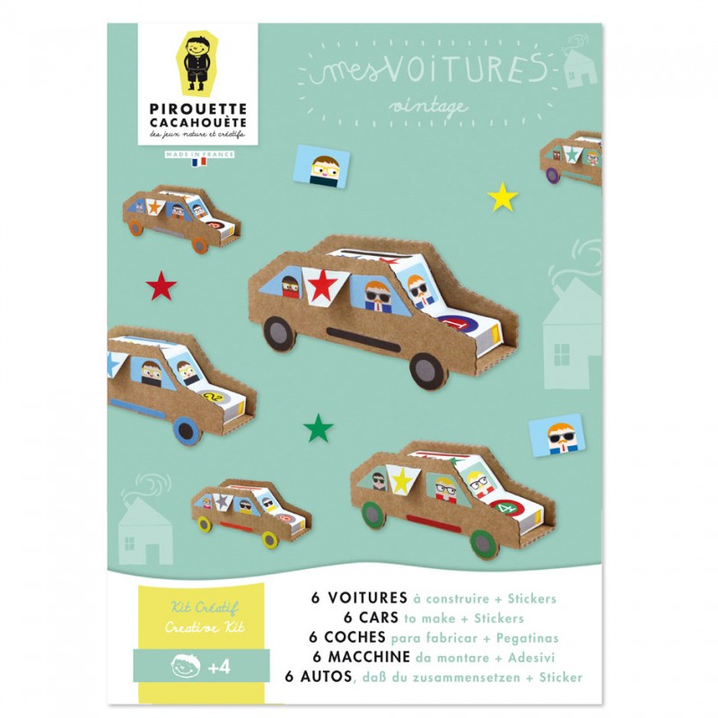 loisir créatif voitures en carton et stickers fabriquées en France