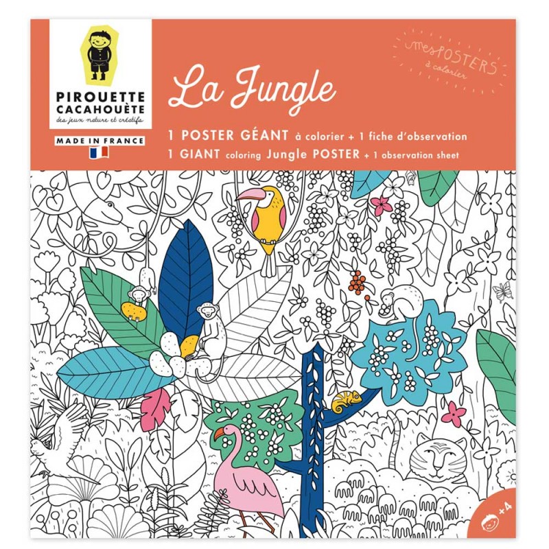 jungle coloring poster