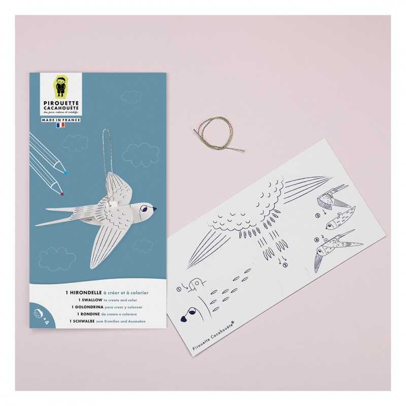 decoration diy hirondelle à assembler et colorier
