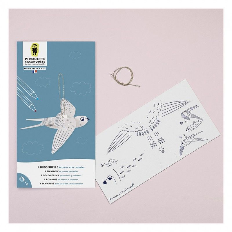 decoration diy hirondelle à assembler et colorier