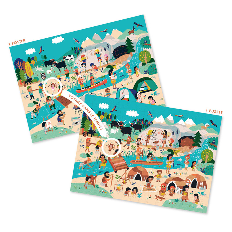 chronopuzzle prehistoire boite 192 pieces puzzle enfant