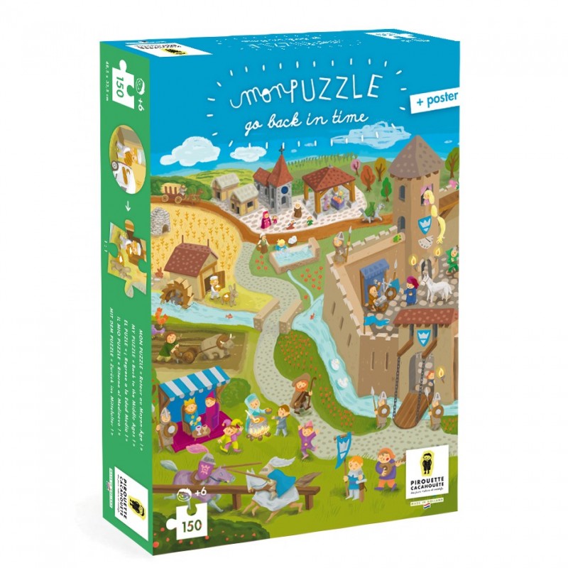 inédit jeu de puzzle château fort, chevaliers, princesses fabriqué en europe